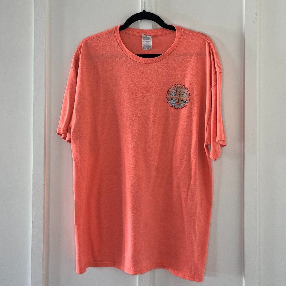 Newport Beach, CA Surfboard Balboa Pink Tee Shirt SIze Extra Large - Picture 2 of 3